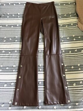 superdown Brown Faux Leather Paloma pants